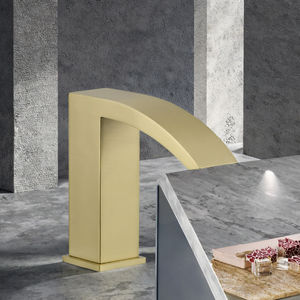 Grifo Moderno de Lavabo con Doble Manija, Acabado Dorado Cepillado, 3 Orificios, Montaje en Cubierta, 8 Pulgadas de Distancia entre Orificios, Acero Inoxidable 304, Cerámica, <span class=keywords><strong>para</strong></span> Baño, Dormitorio, Sala de Estar - Product Image 3