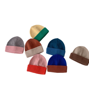 <strong>Winter</strong> Acrylic Two Tone Beanie Caps <strong>Hat</strong> With Custom Embroidery for Kids Toddler Boys <strong>Girls</strong> Play <strong>Hat</strong> Baby Beanie With Ball - Product Image 1