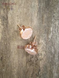 ER16545 Natural <strong>Druzy</strong> Rose Gold <strong>Druzy</strong> <strong>Studs</strong> <strong>Earrings</strong> Drusy Quartz Jewelry <strong>Stud</strong> <strong>Earrings</strong> Drusy <strong>Earrings</strong> - Product Image 3