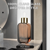 Flacon compte-gouttes en verre transparent de 30 ml à épaule plate, personnalisable avec logo, pour huile capillaire, sérum, gouttes pour les yeux, soin de la peau, avec boîte cosmétique – Recyclable