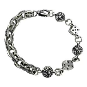 Bracciale Vintage in Argento Personalizzato con Lettera, Unisex, per Coppie, con Catena in Argento Thai Retrò, Design con Croce e Dadi, Regalo - Product Image 5