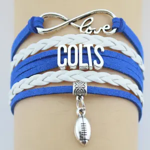 Indianapolis Colts futbol deri bilezik, sonsuzluk bilekliği NFL bilezik