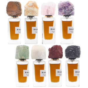 New Design High End square <b>Perfume</b> Glass <b>Bottle</b> 30ml 50ml 100ml clear Crimp Niche <b>Perfume</b> <b>Bottle</b> with Colored Stone Cap - Product Image 2