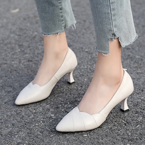 Décolleté a spillo professionali da donna a molla <span class=keywords><strong>scarpe</strong></span> a punta in vera pelle <span class=keywords><strong>con</strong></span> tendenza moda ammortizzante per l'estate - Product Image 4
