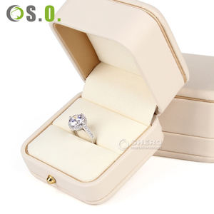 Black Beige Customized Pu <b>Leather</b> Jewellery Box Ring Boxes <b>Jewelry</b> Packaging Necklace Box Custom logo Luxury Box - Product Image 3
