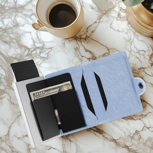 Cartera minimalista delgada de cuero con bloqueo RFID, cartera emergente, popular, venta al por mayor, cartera para hombre - Product Image 2