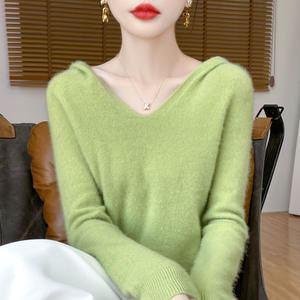 <b>Women's</b> Winter Casual Wool Knitted Sweater Half <b>Turtleneck</b> Double-Ply Thickened Loose Raglan Bottoming <b>Top</b> with Front Logo - Product Image 5