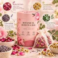 Teh Mandi Herbal Alami Berlabel Pribadi OEM, Kantong Teh Mandi Bunga Mawar Lavender Chamomile untuk Spa di Rumah
