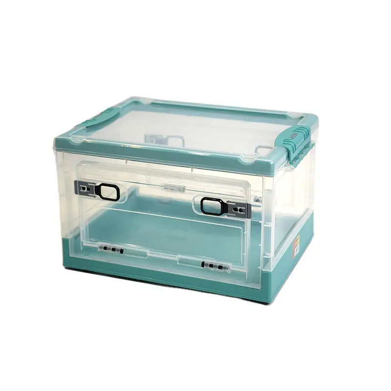 SHOGOLE 투명 쉬운 접을 수있는 플라스틱 보관함 가정용 다기능 보관함 뚜껑 상자