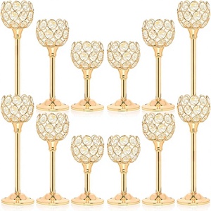 Ensemble de trois mini-bougeoirs en fer cristallin de style européen, vintage et romantique, pour dîners aux chandelles de mariage - Usine chinoise - Product Image 1