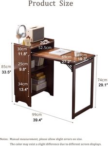 Escritorio <span class=keywords><strong>Plegable</strong></span> de Bambú, Estantería, <span class=keywords><strong>Mesa</strong></span> de Escritura Convertible, Mueble de Almacenamiento para Oficina en Casa, Estación de Trabajo para Computadora, Diseño Moderno - Product Image 6