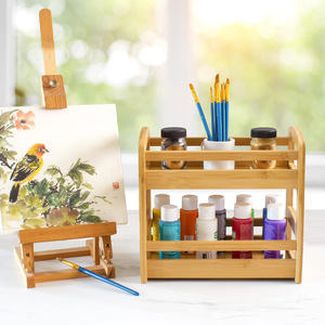 Étagère à épices en bambou à 2 niveaux, organiseur de rangement de cuisine avec couvercle en bois pour les épices - Product Image 4