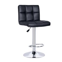 Tabouret de bar moderne en similicuir PU, pivotant et réglable, avec dossier haut rembourré et base en métal, idéal pour îlot de cuisine