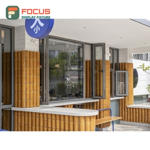 Refined Coffee Merchandise Display Rack Wood Slat Panel Coffee Syrup Display Roastery Product Display Rack - Product Image 6