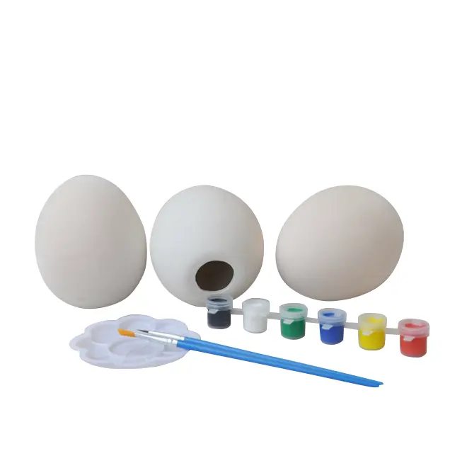 Set di 3 di Ceramica Creativo FAI DA TE Uovo di Pasqua Set FAI DA TE Vernice Uova Colorate Giocattoli Del Fumetto Pittura Uovo