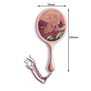 Rose Gold Color High Quality Luxury Support Custom Logo Metal Handheld Epoxy Logo <b>Compact</b> <b>Mirror</b> With Tassel - Product Image 5