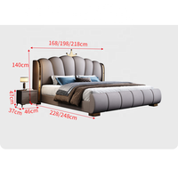 Lit king-size italien luxueux avec cadre en bois, revêtement en cuir, lit moderne et moelleux avec rangement, meubles de chambre confortables