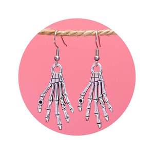 Alliage de Zinc tibétain argent Halloween squelette fantôme main balancent boucles d'oreilles à la main bijoux à bricoler soi-même cadeaux - Product Image 5