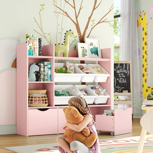 Estantería rosa para niños con 6 contenedores de almacenamiento, organizadores de juguetes multiusos, estantería con <span class=keywords><strong>3</strong></span> cajones para dormitorio, guardería, sala de juegos - Product Image 3
