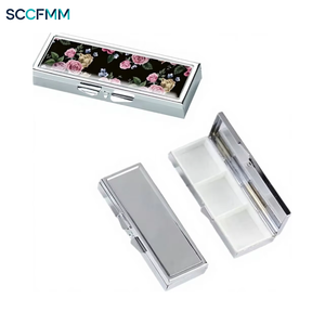 SCCFMM 20 pièces Boîte à pilules rectangulaire à 3 compartiments en métal pour sublimation, étui à médicaments portable à imprimer soi-même pour poche ou sac à main - Product Image 1
