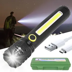 Helius senter LED lentera luar ruangan, Senter LED lentera memancing berburu dapat diisi ulang USB tahan air kuat baru