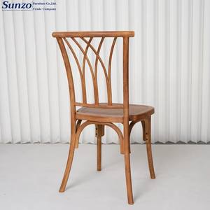 Chaise moderne en PP couleur bois naturel pour événements de mariage, vente en gros à bas prix, chaise empilable en plastique Willow - Product Image 4