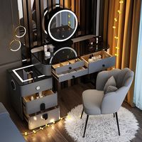 Miroir de Maquillage Intelligent Multifonctionnel de Luxe Moderne avec Éclairage LED, Design Écologique Durable et Tiroirs de Rangement Extensibles