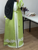 Abaya élégante et modeste R-871 avec dentelle et ensemble 2 pièces en crêpe respirant pour femmes musulmanes