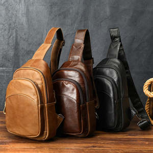 Sac banane unisexe en cuir véritable de haute qualité avec fermeture éclair, design en forme de baril, tendance pour un usage quotidien - Product Image 1