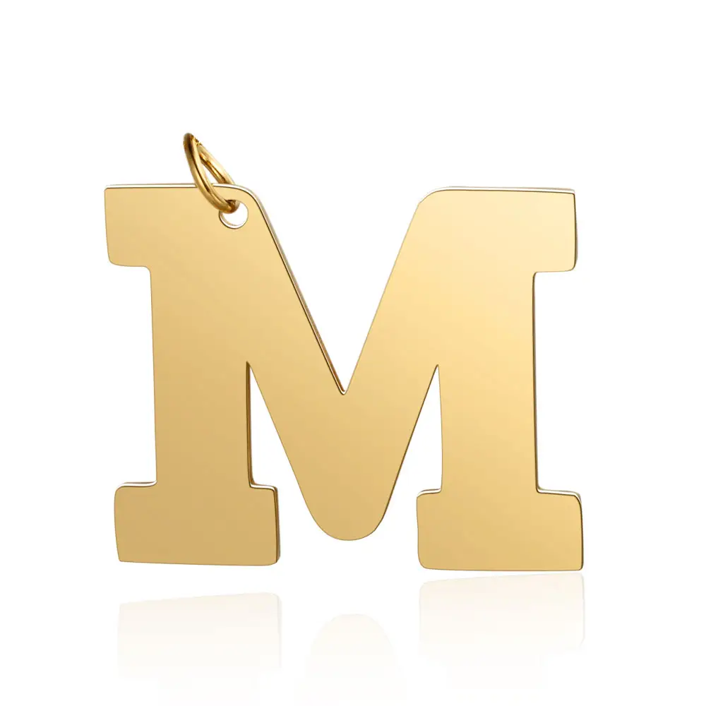 PandaHall ตัวอักษรตัวอักษรสีทอง M 201 จี้สแตนเลส