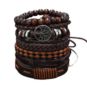 Ensemble <span class=keywords><strong>de</strong></span> bracelets en cuir tressé vintage pour hommes, perles en bois, bracelets <span class=keywords><strong>arbre</strong></span> <span class=keywords><strong>de</strong></span> <span class=keywords><strong>vie</strong></span>, bijoux - Product Image 6