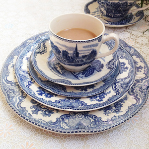 Classic Good Quality European <b>Blue</b> Castle Series Ceramic Dessert Plate <b>Dinner</b> Plate - Product Image 6