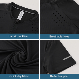 <span class=keywords><strong>Maglia</strong></span> sportiva da uomo con cerniera girocollo manica corta girocollo Casual lavorato a <span class=keywords><strong>maglia</strong></span> con stampa digitale - Product Image 4