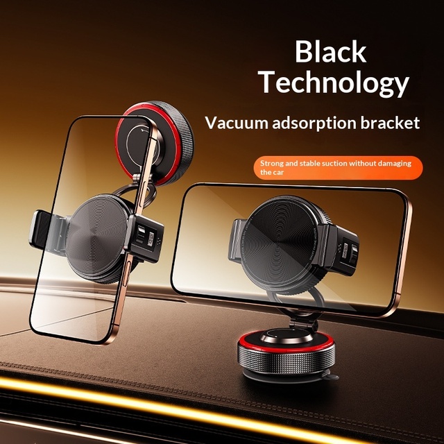 2026 New Model Vacuum Suction Car Phone Holder 360-Degree Rotating Foldable Magnetic Navigation Universal Suction Cup Mount