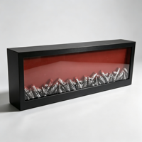 Cheminée décorative LED encastrée murale, alimentée par USB, sans chauffage, changement de couleur RGB, télécommande, noir, blanc, carré, style romain