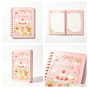 Cuaderno Espiral con Estampado de Dibujos Animados, Bloc de Notas A5 Portátil con Rayas Anchas, Diario con Estampado Metálico para Niñas, para Estudio y Uso Diario - Product Image 1