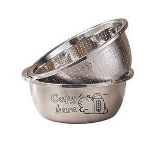 Évier de cuisine en acier inoxydable avec panier de drainage, rond, épaissi et solide, pour le lavage et le stockage des légumes - Product Image 2