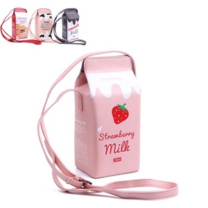 Femmes Unique PU <span class=keywords><strong>sac</strong></span> à main filles Fruits <span class=keywords><strong>banane</strong></span> fraise lait boîte croix corps Mini enfants fête sacs téléphone portable portefeuille sacs à main - Product Image 1