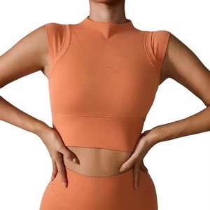 Kustom mewah musim semi musim panas kaus wanita kebugaran Gym pakaian Yoga bentuk atas olahraga ketat sensasi telanjang elastisitas tinggi - Product Image 5