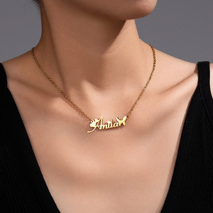Dropshipping POD Custom <b>Name</b> Gold Plated Butterfly Pendant Necklace Stainless Steel Personalized Jewelry Everyday Wear - Product Image 3