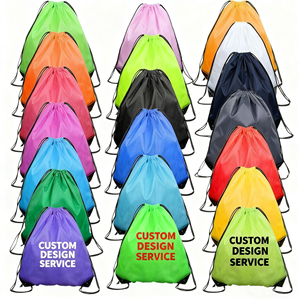 Waterproof Draw String Bag Nylon Oxford Polyester Outdoor Gym Bag Sport Drawstring Backpack Swimming Bag with Custom Print logo