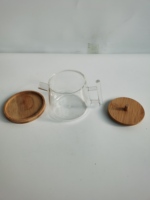 Théière en verre artisanale de 500 ml avec couvercle en bambou et plateau en bois, design classique écologique, cadeau de Nouvel An, infuseur à thé