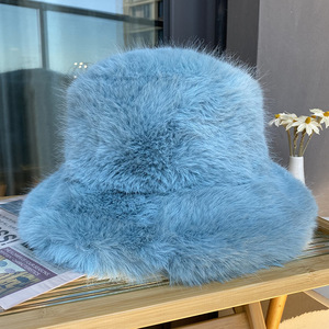 Großhandel auf Lager Facux Pelzmütze Frauen Winter hüte Verdickte Pelz Eimer Hüte für Frauen - Product Image 2