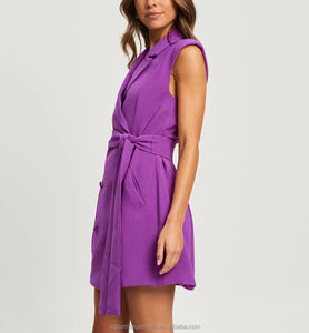 Nuovo arrivo moda donna abbigliamento Summer Blazer Dress elegante senza maniche tinta unita <span class=keywords><strong>Color</strong></span> <span class=keywords><strong>lavanda</strong></span> Blazer Dress Womans - Product Image 2