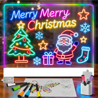 Tableau d'affichage carré en acrylique à intensité variable 2026, tableau effaçable à sec LED pour chambre d'enfant et décoration intérieure, tableau de notes LED coloré pour enfants