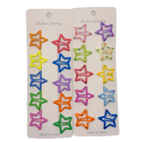 Yi sucre 10 pièces par paquet bling étoiles formes pinces à cheveux épingle à cheveux pinces kawaii cheveux accessoires bébé pinces multi couleurs pour enfants