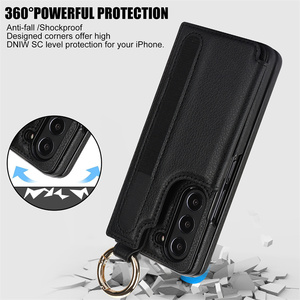 Ốp điện thoại da cao cấp, chống rơi, có ngăn đựng thẻ, màn hình gập được dành cho Samsung Galaxy Z Fold 7 6 5 4 3, kèm khe cắm bút - Product Image 4