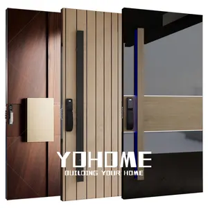 China 48 inches mobile home exterior doors wood entrance exterior security steel doors for house and hotel luxury pivot doors