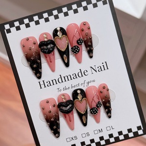 TSZS Juego de 10 <span class=keywords><strong>Uñas</strong></span> Postizas Acrílicas de Estilo Punk de Lujo, <span class=keywords><strong>Uñas</strong></span> <span class=keywords><strong>Francesas</strong></span> con Flores Talladas en 3D, <span class=keywords><strong>Uñas</strong></span> Postizas Hechas a Mano - Product Image 6
