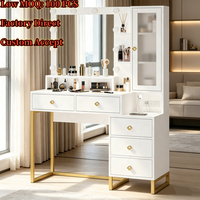 Meuble de salon moderne en gros : Coiffeuse avec miroir LED et meuble de rangement pour maquillage